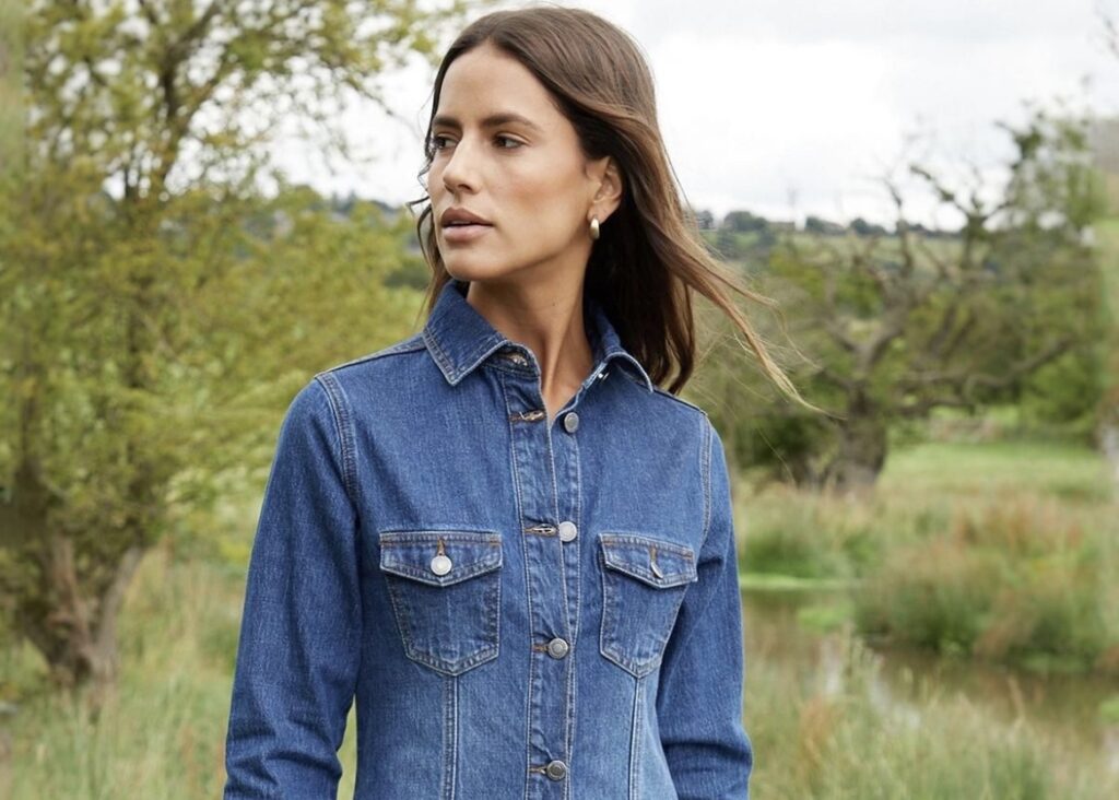 Woman in denim jacket from Choice fashion store at Clacton Shopping Village