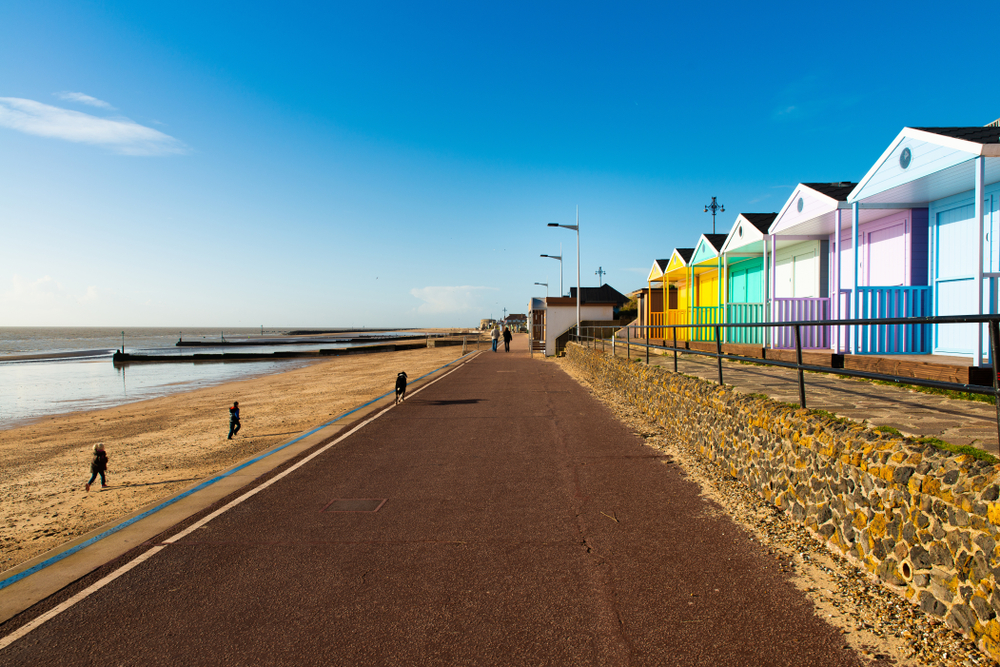 Clacton Sea and beach huts